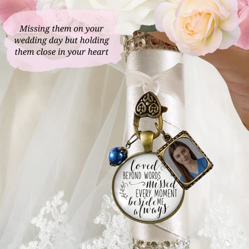 Gutsy Goodness Wedding Bouquet Charm Loved Beyond Words Missed Every Moment Memorial Honor Anyone Antique Bronze White Glass Pendant Something Blue Bead 1 Photo Frame Loving Remembrance For Bride Diy Template thumb #3