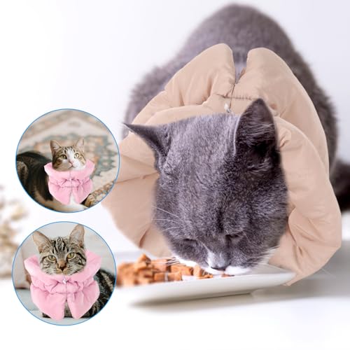 Image of BOXOB Adjustable Recovery Collar for Dogs and Cats, Waterproof & Soft Cat Donut Cone Lightweight Neck Protective Elizabethan for Pets Kitten Kitty Puppy to Prevent Licking Wounds (S, Pink)