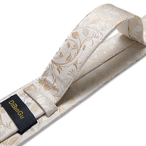 Image of DiBanGu Mens Paisley Tie Sets Silk Jacquard Woven Floral Necktie and Pocket Square Cufflinks Wedding Business Party