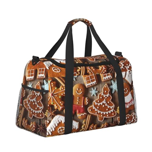 cute cookies man print Large Canvas Travel Duffel Bag Weekender Bags for Women Overnight Bag Carry On Tote Bag3