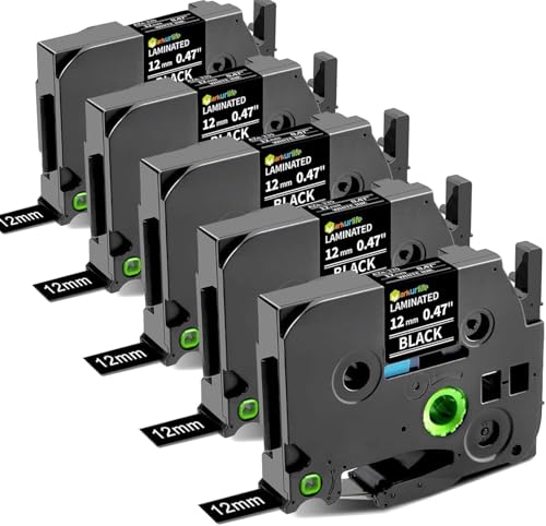 Markurlife Ruban Cassette Compatible pour Brother P Touch TZe-335 TZ335 TZ Tape 12mm 0.47 Blanc sur Noir Cartouche Recharge pour Ptouch 1000 PT H100LB H107...