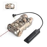 NOBUHIRO Upgrade Metal Airsoft PEQ Box Tactical Aiming Laser Sight, 10 Modes with Red Laser+White Light+IR Laser for Strobe/Constant/Momentary Functions, Fit for AEG GBB CQB Picatinny Rail (Tan)
