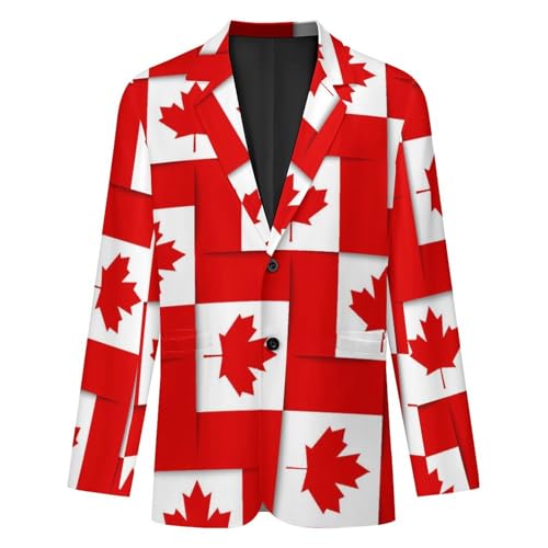Canadian Flag Leaf Men's Slim Suit Long-Sleeve Prom Tuxedo Classic Two Button Business Jacket4