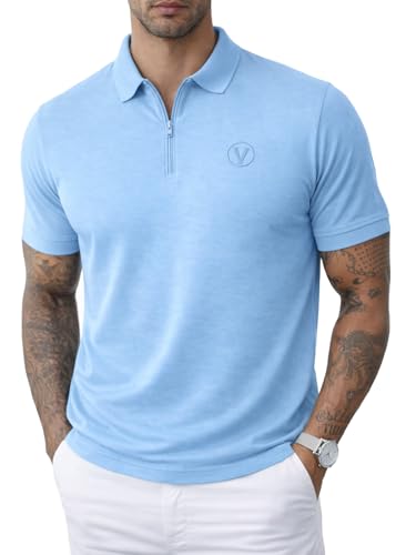 Image of Veirdo Men's Regular Fit Interlock Polo T-Shirt, Cotton Fabric, Half Sleeves,Stylish Collared Neck, Perfect for Casual and Office Wear, Soft, Comfortable (S-2XL)
