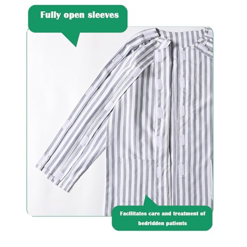 Image of Aylashine Long-Sleeved Bedridden Pajamas Set, Hospital Gowns,Bedridden Patient Clothing,Tear Away Patient Clothes