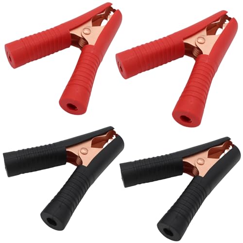 Insulated Alligator Clips 4-Pack Jumper Cables Clamp 100A for Charging and Testing Batteries Crocodile Clamp Car Battery Charger Clamps Power for Car Auto Vehicle Boat