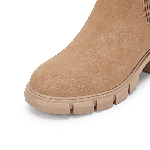 Image of Ruanyu Womens Platform Ankle Boots Elastic Chunky Block Heel Chelsea Booties Lug Sole Non-Slip Combat Shoes