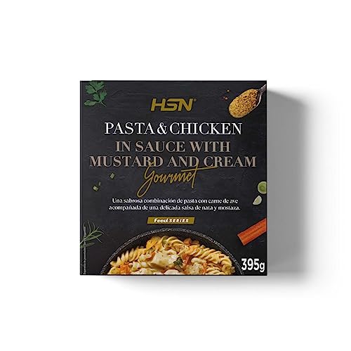 Plato Preparado Gourmet Pasta con Pollo en Salsa de Mostaza y Nata de HSN | 395 gramos | Listo para Calentar y Tomar | Alto en Proteínas, Bajo en calorías | Comida Sana y Rica