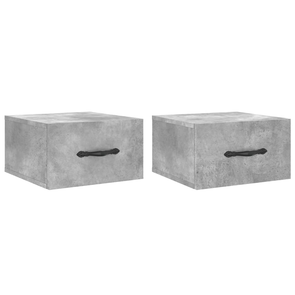 vidaXL Wall-Mounted Bedside Cabinets in Concrete Grey, Built with Moisture-Resistant Engineered Wood, Ample Storage Space, Ideal for Compact Spaces