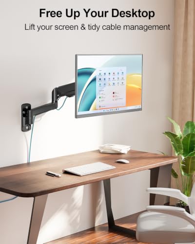 Image of MOUNT PRO Monitor Wall Mount for 13 to 32 Inch Computer Screens, Single Monitor Mount with Tilt /Swivel /Rotation Adjustable, Gas Spring Wall Arm Holds up to 19.8lbs, Vesa Wall Mount 100x100