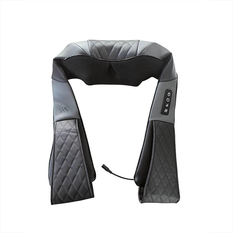 Masseur de cou portable FWS avec chaleur Shiatsu noir pour soulagement à la maison et en voiture