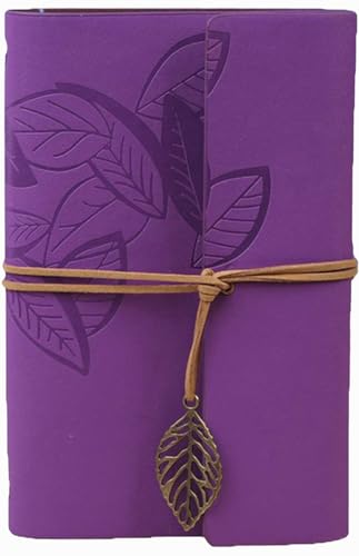 Bloc-notes en cuir vintage violet de style grimoire antique fait main