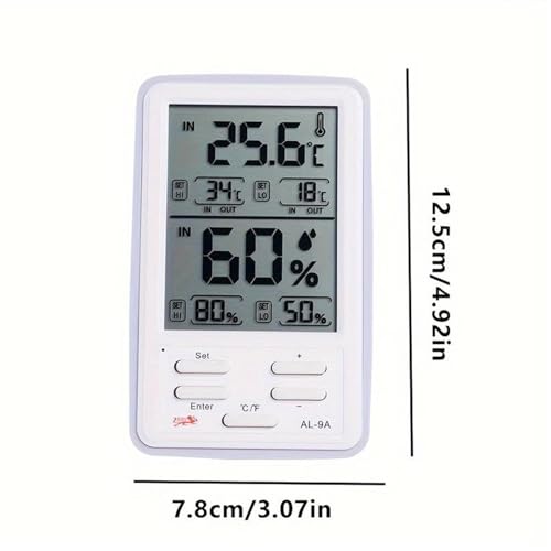 Image of KRESHU Humidity Indoor Outdoor Clock Incubator Temperature Indicator Humidity Meter Accurate Thermometer Digital Room Electric Wire Sensor LCD Screen Alarm Clock Wall Hanging (White, 1-pcs)