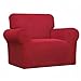 Easy-Going Stretch Chair Sofa Slipcover 1-Piece Couch Sofa Cover Furniture Protector Soft with Elastic Bottom for Kids, Pet. Spandex Jacquard Fabric Small Checks (Chair, Christmas Red)