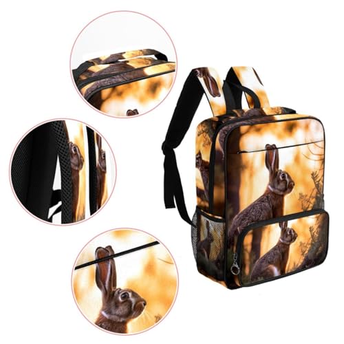 Sac à dos pour femme et homme ergonomique de 14.3 pouces avec imprimé forêt et lapins - 4
