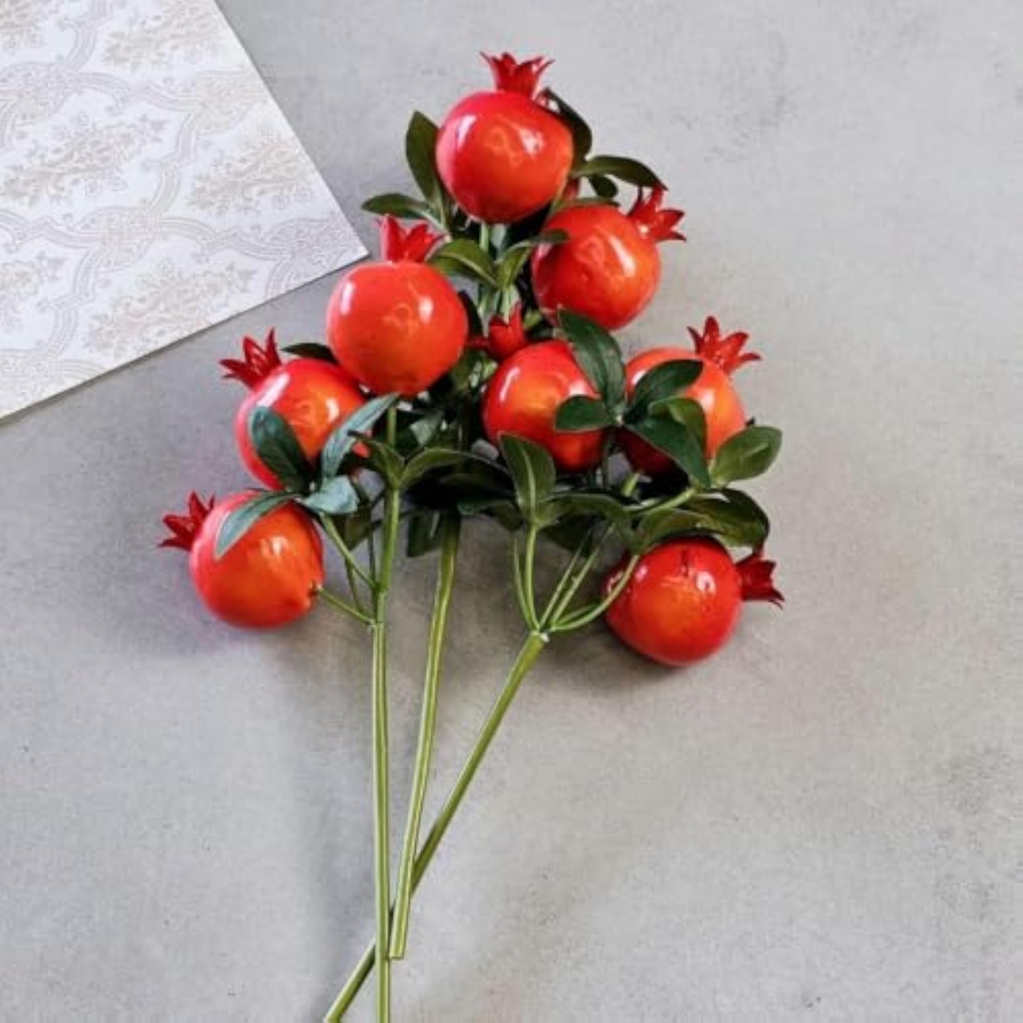 Artificial Pomegranate Plant Stick, 12 Pcs