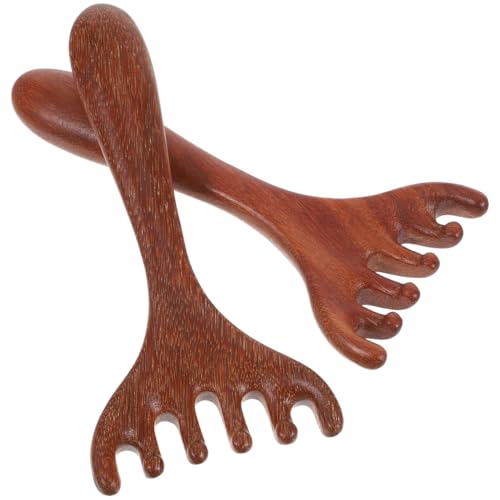 Healvian 2Pcs Wooden Scalp Massage Comb Sandalwood Gua Sha Comb Head Scratcher Foot Massager Tool for Stress Relief, Meridian Therapy, and Relaxation