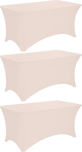 Miniatura 21 de Paquete de 3 manteles de elastano de 6 pies, lavables, resistentes a las arrugas, elásticos para mesas plegables, bodas, fiestas, cumpleaños