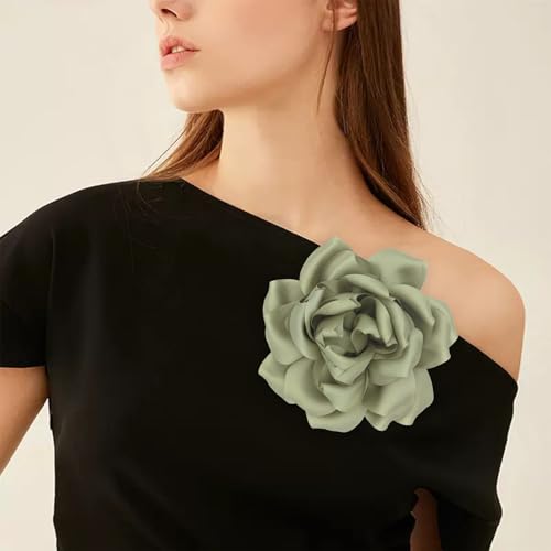 Image of Flower Brooch Pins for Women 5.5in Lapel Pins Large Rose Floral Brooches Dainty Satin Fabric Brooches Rose Flower Hair Clips Wedding Party Dance Clothes Accessories Jewelry