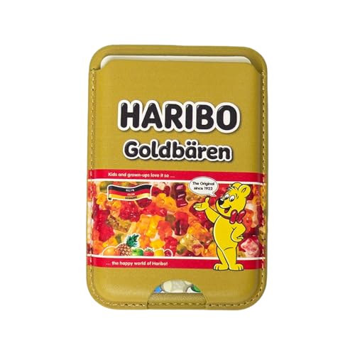 Haribo Magnetic Card Wallet Compatible with MagSafe, Slim PU Card Holder with Transit Card Recognition, Holds Up to 3 Cards, Strong Magnet, Built-in Locking Clip