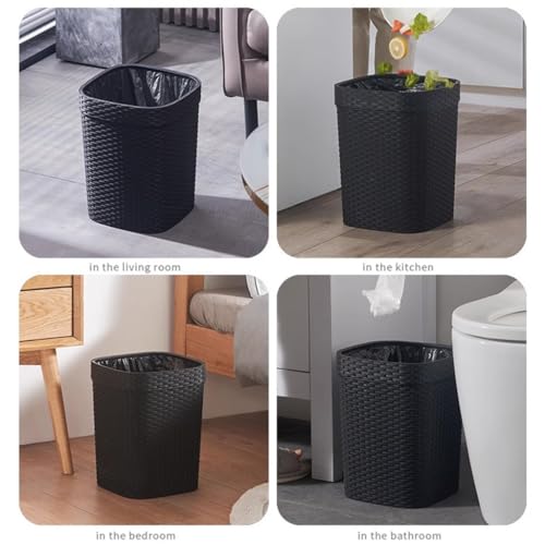 Cesto de basura tejido de alta resistencia con diseño cuadrado superior 7