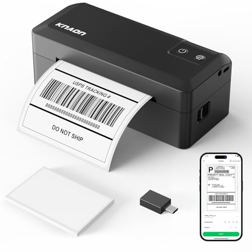 KNAON Shipping Thermal Label Printer, 4x6 Portable Label Printer, Bluetooth Label Maker for Small...