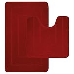 LSC Non Slip Bath Mat 2 Piece Ichra Extra Soft Water Absorbent Bathroom Mats 100% Polypropylene Pedestal Bath Rug Shower Bath Mat Bathroom Rug for Toilet (Burgundy, 80 x 50 cm (Rectangular))