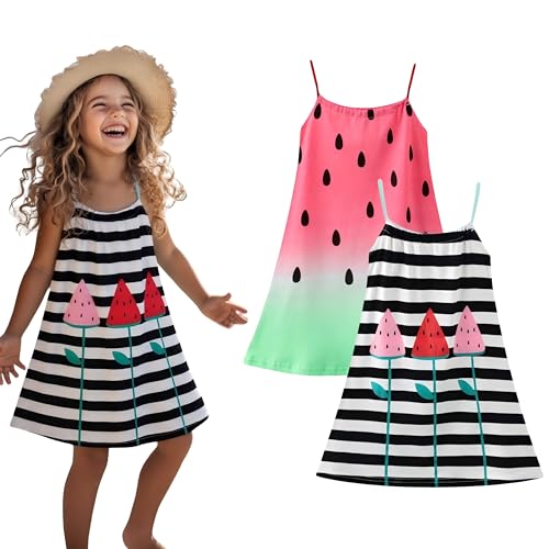 HILEELANG Girl Summer Cami Dress Sleeveless Tank Cotton Casual Spaghetti Strap Jersey Shirt Cool Beach Sundress