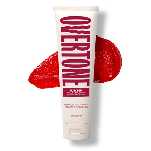 Image of Overtone Daily Color Depositing Conditioner for Hair, Ruby Red:Temporary Pigment with Shea, Coconut & Avocado Oils, Hydrating, Vegan & Cruelty-Free, All Hair Types, 4.5oz.
