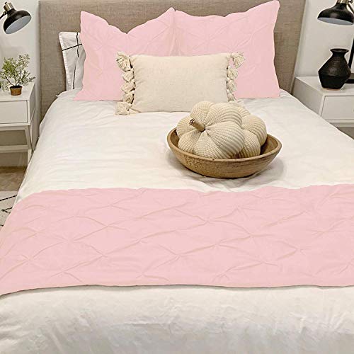 Sleep-Nest 800TC Pinch Pleated Bed Runner Cal-King Size 1 Piece(1 Bed Runner) 100% Cotton Hotel-Style Decorative Bed Scarf [108 x 18], Durable & Fade-Resistance, Baby Pink