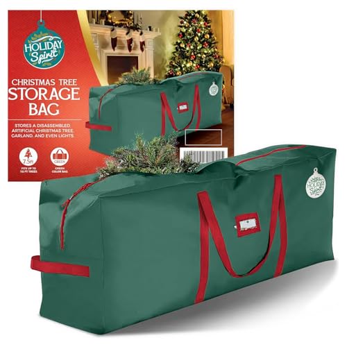 HOLIDAY SPIRIT Tannenbaum Tasche mit Robusten, Verstärkten Griffen und Reißverschluss, Wasserdichtes Weihnachtsbaum Aufbewahrungstasche (Grün, Sack für einen 2,3 m Großen Baum)