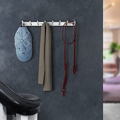 Image of Plantex Aluminium Hook Rail for Bathroom /Cloth and Towel Hanger for Wall /Hook Rail Bar for Clothes - Pack of 2 (8 Pin, Chrome)