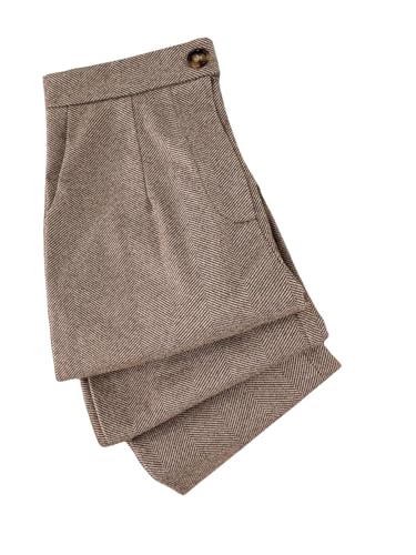 SOLY HUX Damen Hose Elegant Anzughose Hohe Taille Büro-Hose für Herbst Warm Freizeithose Abgeküurzt Winter Outfit mit Taschen Casualhose Kaffeebraun L