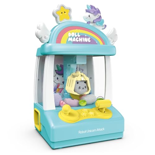 Mini Máquina de Pegar Bichinhos de Pelúcia Infantil Brinquedo com Som e Luz Garra