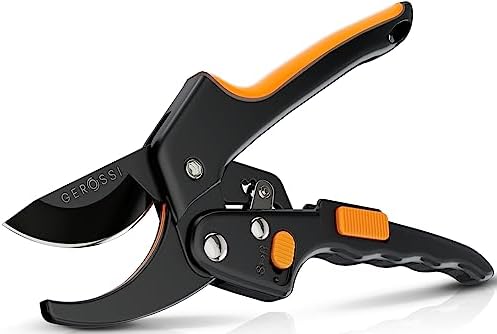 Ratchet Pruning Shears for Gardening Heavy Duty - Increases Cutting Power 3x - Perfect Ratchet Pruners for Weak Hands & Arthritis- 8” Anvil Garden Clippers - w/Extra Sharp Blade for Effortless Cutting - Thumbnail 2
