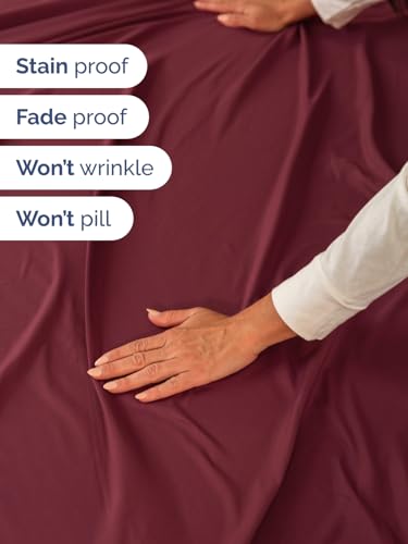 Image of Extra Deep Cal King Sheet Set - 6 Piece Breathable & Cooling - Burgundy | Hotel Luxury Bed Sheets Set, Easy & Secure Fit, Ultra-Soft, Wrinkle & Fade Free, Comfy Sheets Set with Extra Deep Pockets