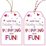 Valentines Day Gift Tags with String, 50 PCS Valentines Tags Personalized Design Tag for Gift Wrapping, Valentine's Day Decoration (Pink and White)