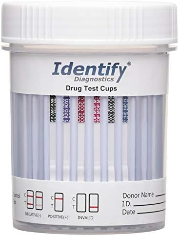 5 Pack Identify Diagnostics 6 Panel Drug Test Cup - Testing Instantly for 6 Different Drugs THC50, OXY, MOP, COC, BZO, AMP ID-CP6 (5)