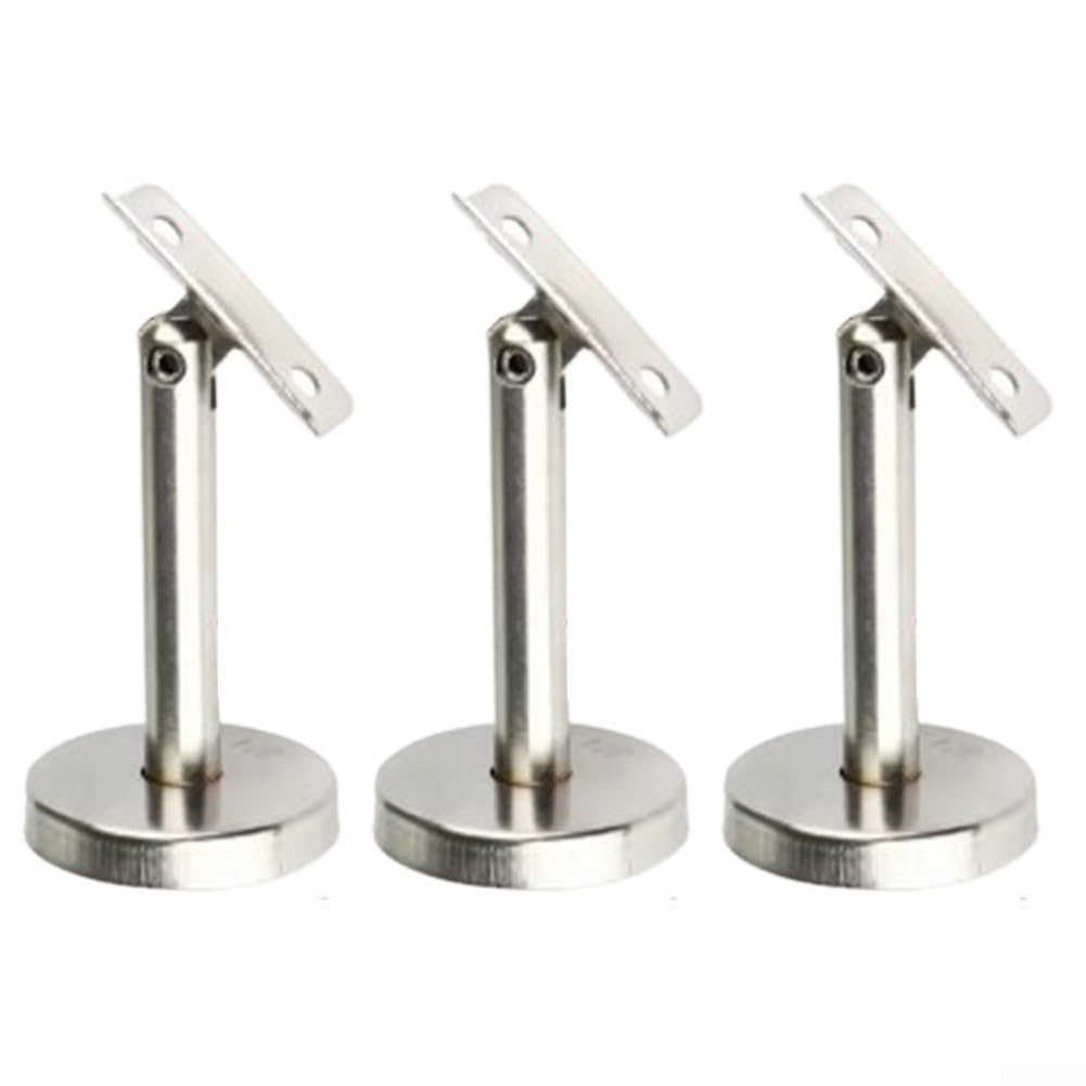 Niceminiwall 3Pack Stainless Steel Handrail Brackets, Adjustable Wall Mounted Stair Railing Support, Column Brackets for Home Commercial Use, Easy Install (80mm-A)