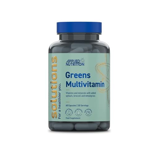 Applied Nutrition - Solutions - Greens Multivitamin - High Strength Daily Greens & Superfood Capsules - Gut Health, Immunity & Energy Support - 60 Capsules - 30 Servings