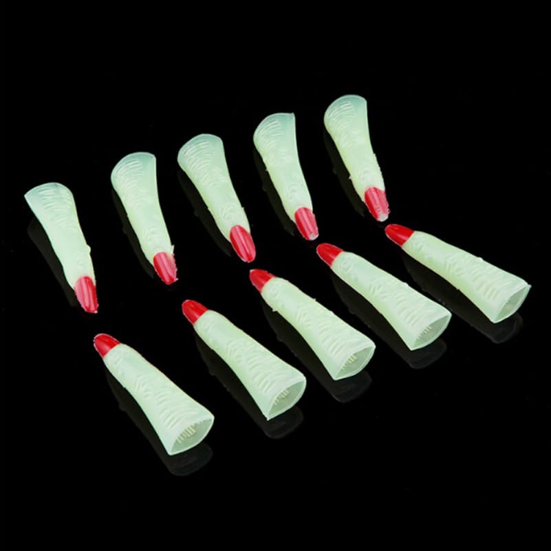 ABOOFAN 10pcs Luminous Witch Fingers Claw Fake Witches Finger Nails for Halloween Witch Cosplay Masquerade Costume Accessories - Image 4