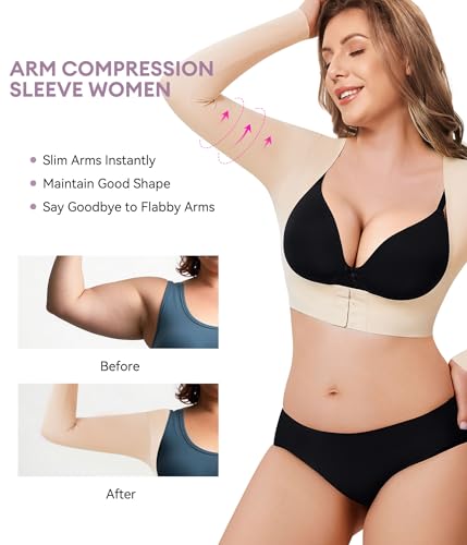 Image of YERKOAD Arm Compression Sleeve Women Arm Shaper Front Closure Arm Shapewear Tops