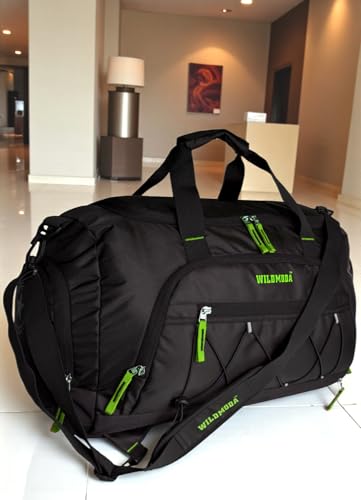 Image of 50L Duffel Travel Bag with Multiple Pockets | Ideal for Gym & Outdoor Trips (Black & Green)