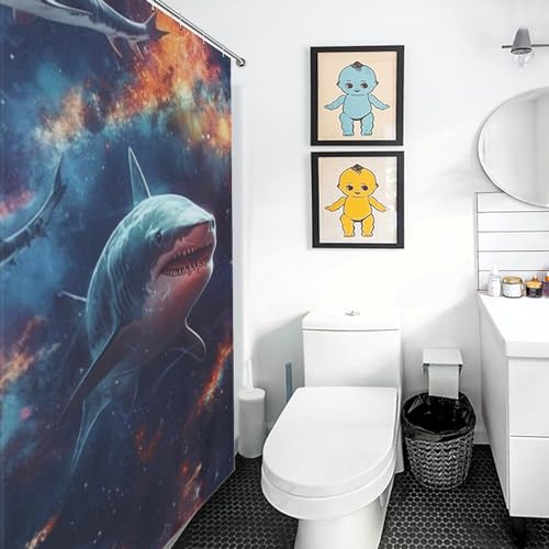 Rideau de douche requin en polyester lavable 152x183cm - 3
