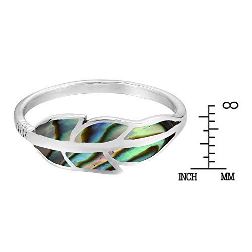AeraVida Floating Feather Abalone Shell Inlay .925 Sterling Silver Ring | Cute Wedding Rings For Women | Casual Comfort Fit Silver Rings for Women | Gift for Daughter | Sterling Silver Rings Sizes (5-10)3