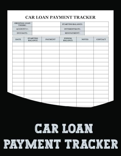 car loan payment tracker: This is a perfect book for keeping track of your car loan payments. This helps you keep track of your loans from month to month, until the next payment date.