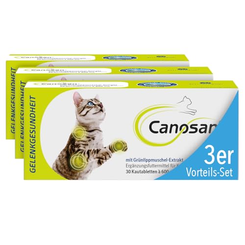 CANOSAN Kautabletten 3 x 30 STK. Grünlippmuschel für Gelenkgesundheit bei Katzen