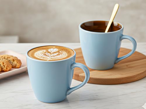 Image of Bodhi House Handcrafted Ceramic Coffee Mug Set of 2 Pieces (350 Ml), Stoneware Tea Cup, Microwave Safe Large Milk Mug, Glossy Finish, Ideal for Daily use, Casual Gatherings and Gifting, Arctic Blue