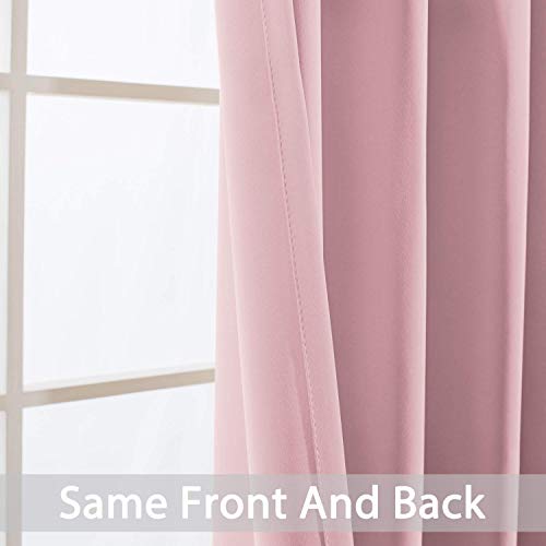 Yakamok Blackout Curtains Room Darkening Thermal Insulated with Grommet Window Curtain for Bedroom, 52 x 72 inch,Pink, 2 Panels