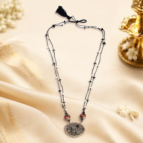 Image of AAKRITI ART CREATIONS Handcrafted Tribal & Brass Necklace Collection | Floral, Leaf & Elephant-Inspired Artisan Jewelry | Dhokra, Glass & Ethnic Statement Necklaces for Women